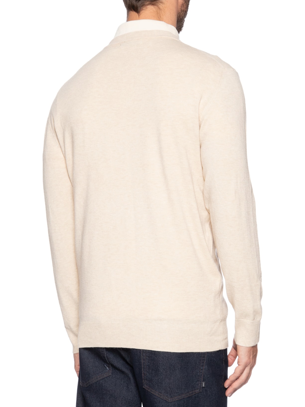 Suéter Masculino Mescla Gola Redonda Bege '2 Essential