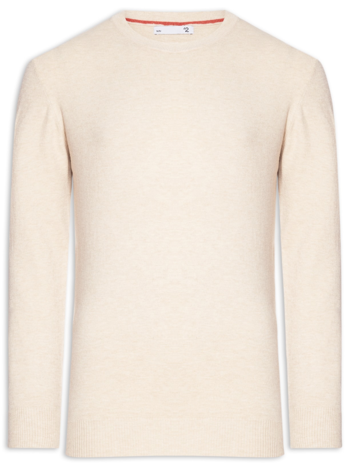 Suéter Masculino Mescla Gola Redonda Bege '2 Essential