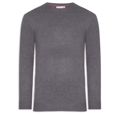 Suéter Masculino Mescla Gola Redonda - Cinza