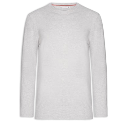 Suéter Masculino Mescla Gola Redonda - Cinza