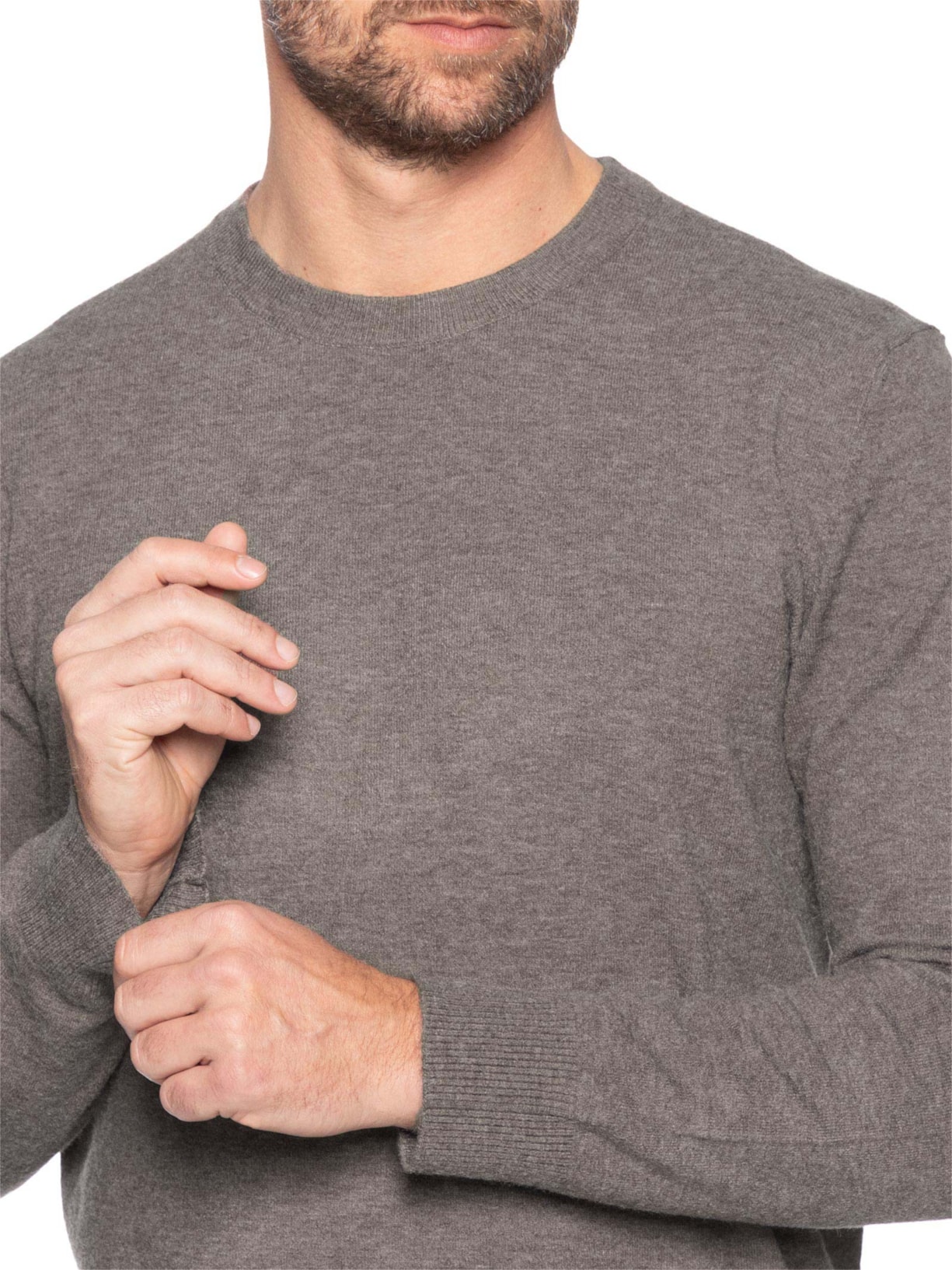 Suéter Masculino Mescla Gola Redonda Marrom '2 Essential