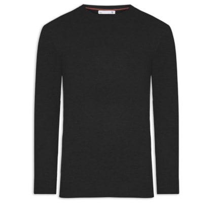Suéter Masculino Mescla Gola Redonda - Preto