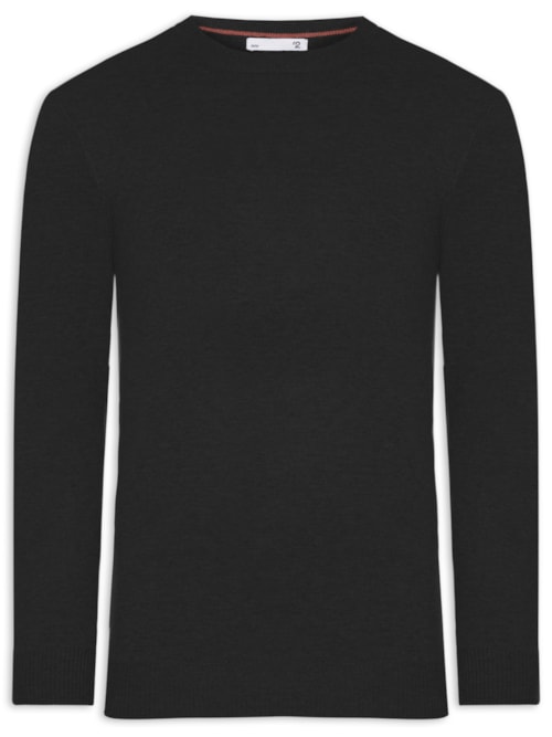 Suéter Masculino Mescla Gola Redonda - Preto