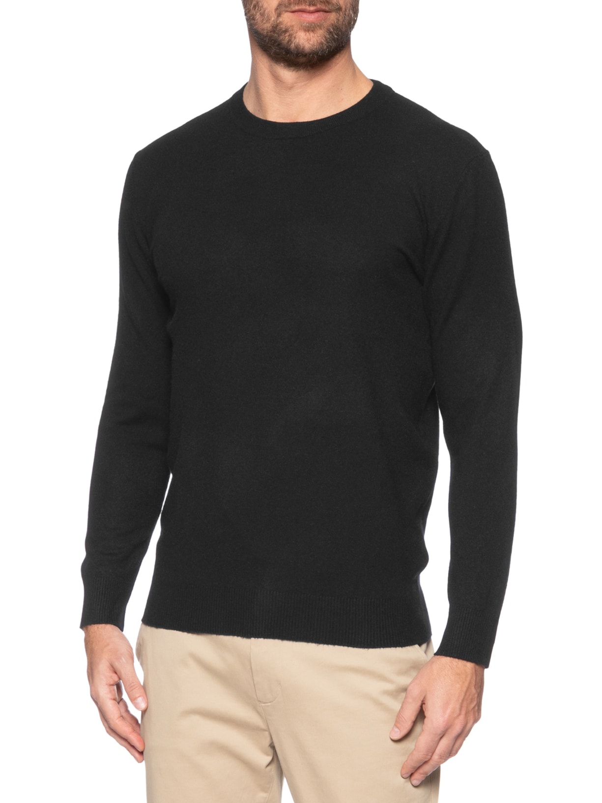 Suéter Masculino Mescla Gola Redonda Preto '2 Essential