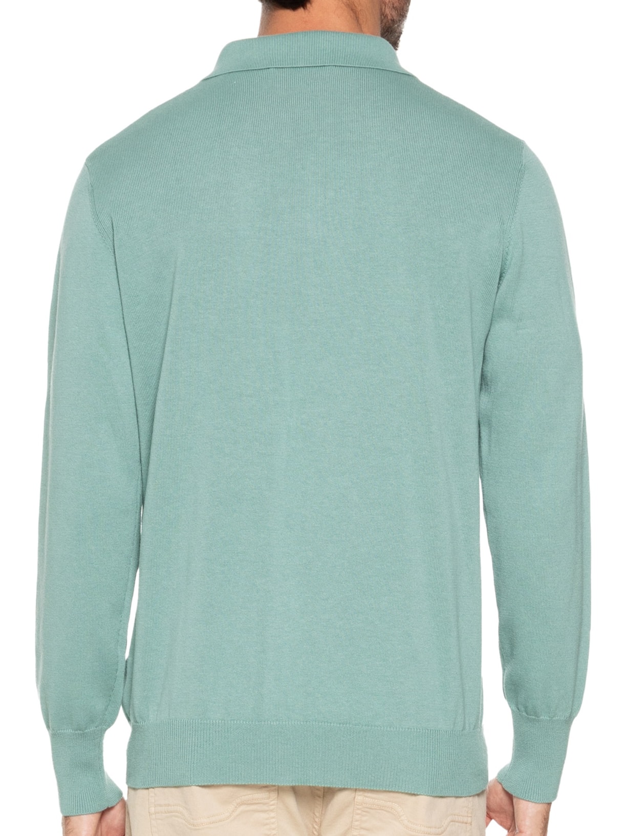 Suéter Masculino Polo Manga Longa Algodão Com Cashmere Verde '2 Essential