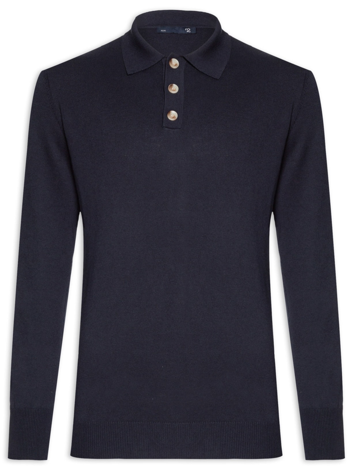 Suéter Masculino Polo Manga Longa Algodão Pima Com Cashmere - Azul