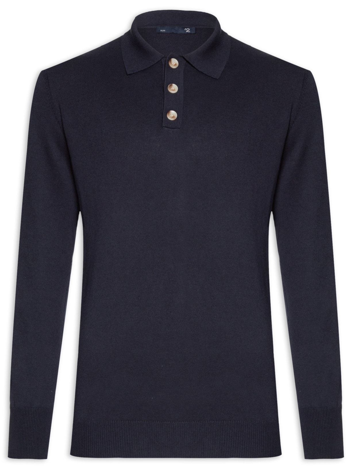 Suéter Masculino Polo Manga Longa Algodão Pima Com Cashmere Azul '2 Essential