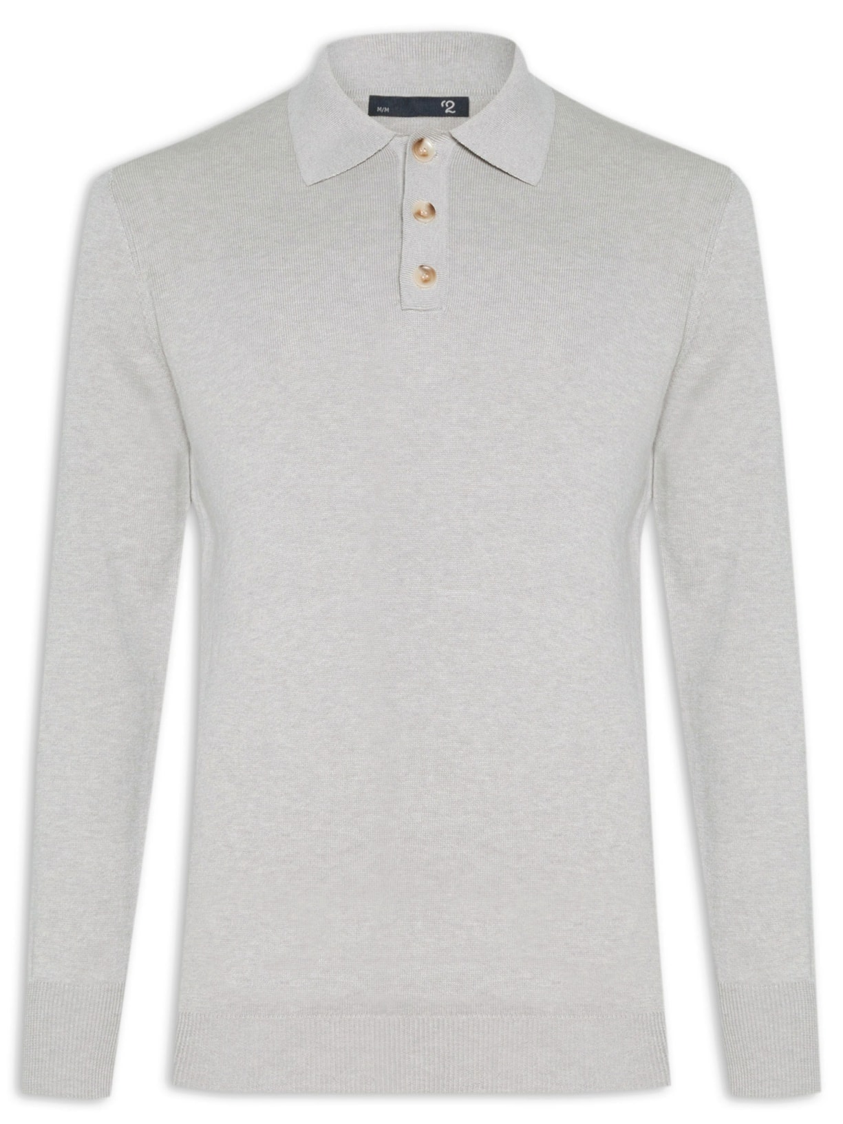 Suéter Masculino Polo Manga Longa Algodão Pima Com Cashmere – Cinza