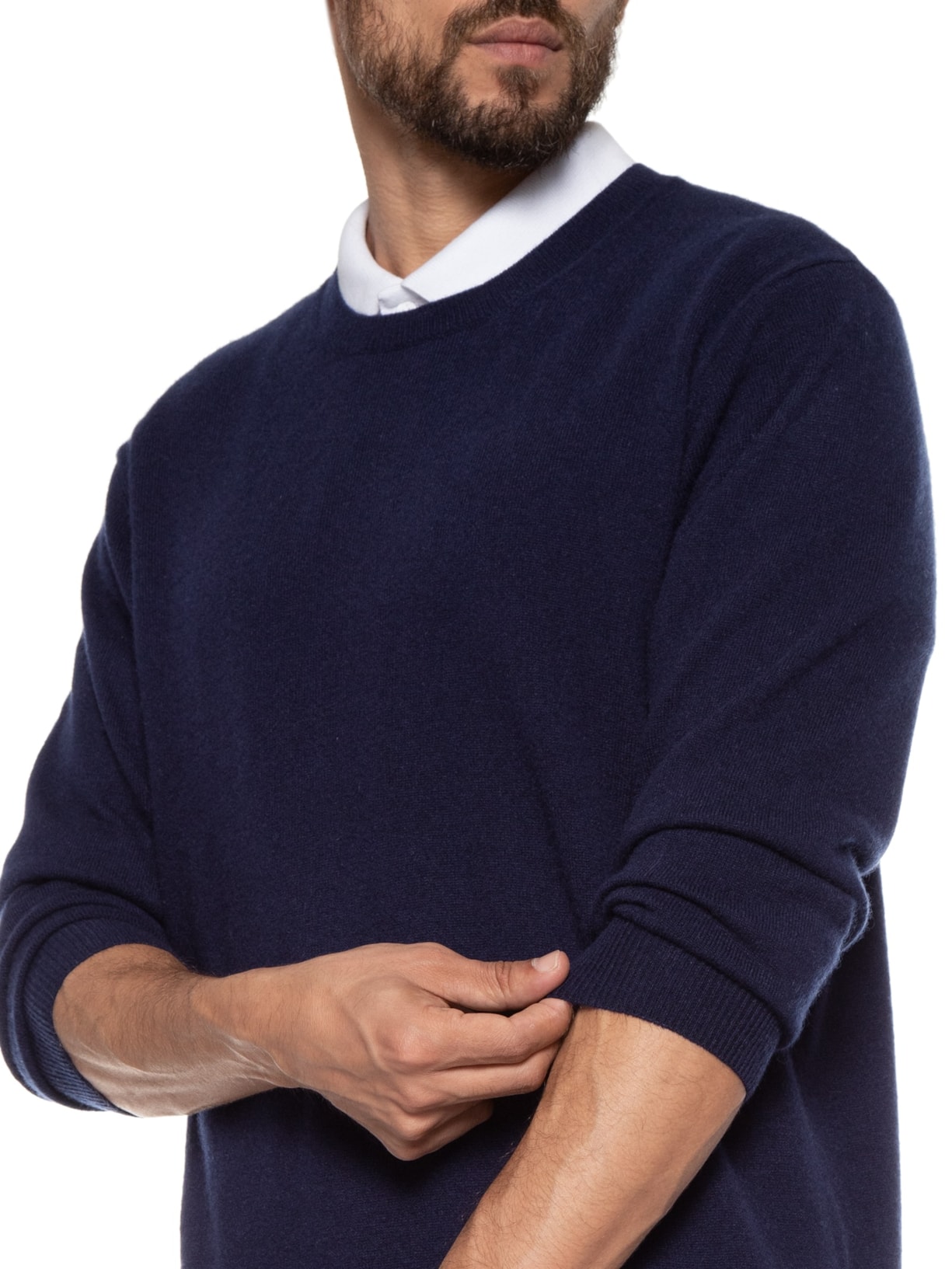 Suéter Masculino Puro Cashemere Gola Careca Azul '2 Essential