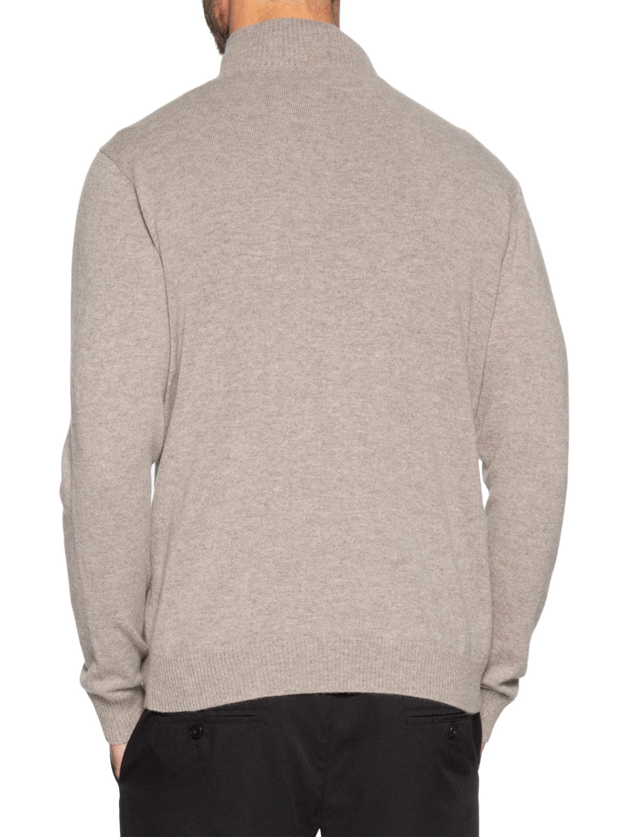 Suéter Masculino Puro Cashmere Detalhe Zíper Bege '2 Essential