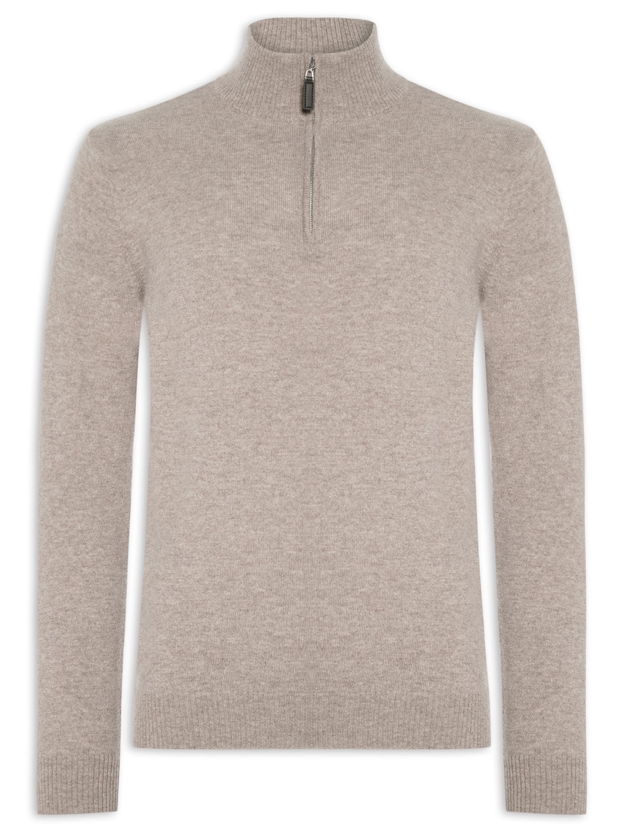 Suéter Masculino Puro Cashmere Detalhe Zíper Bege '2 Essential