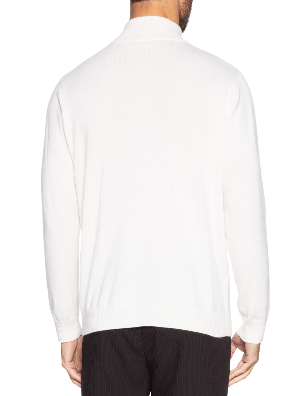 Suéter Masculino Puro Cashmere Detalhe Zíper Branco '2 Essential