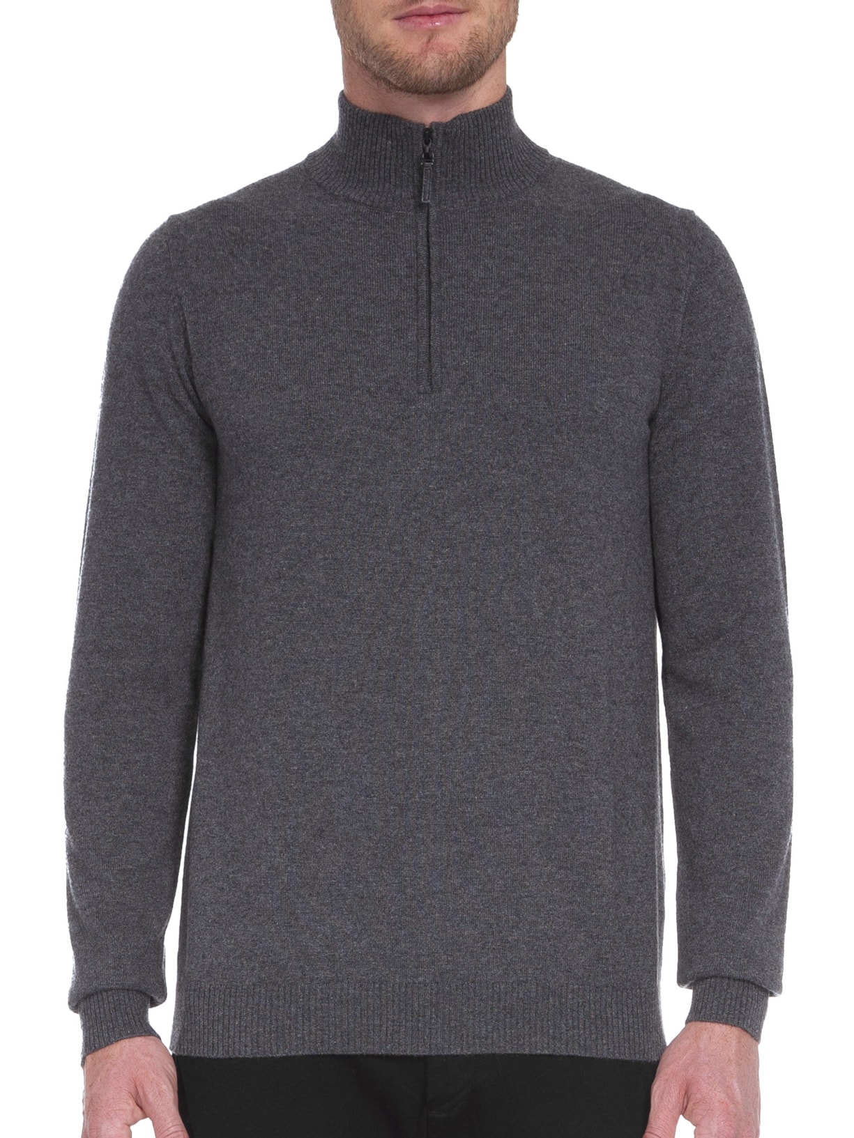 Suéter Masculino Puro Cashmere Detalhe Zíper - Cinza by '2 ESSENTIAL