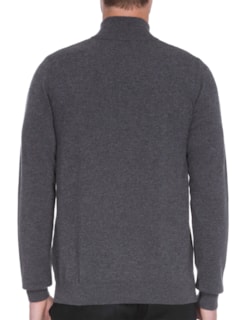 Suéter Masculino Puro Cashmere Detalhe Zíper - Cinza by '2 ESSENTIAL
