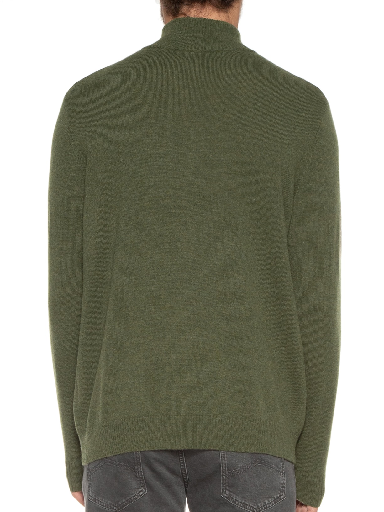 Suéter Masculino Puro Cashmere Detalhe Zíper - Verde by '2 ESSENTIAL