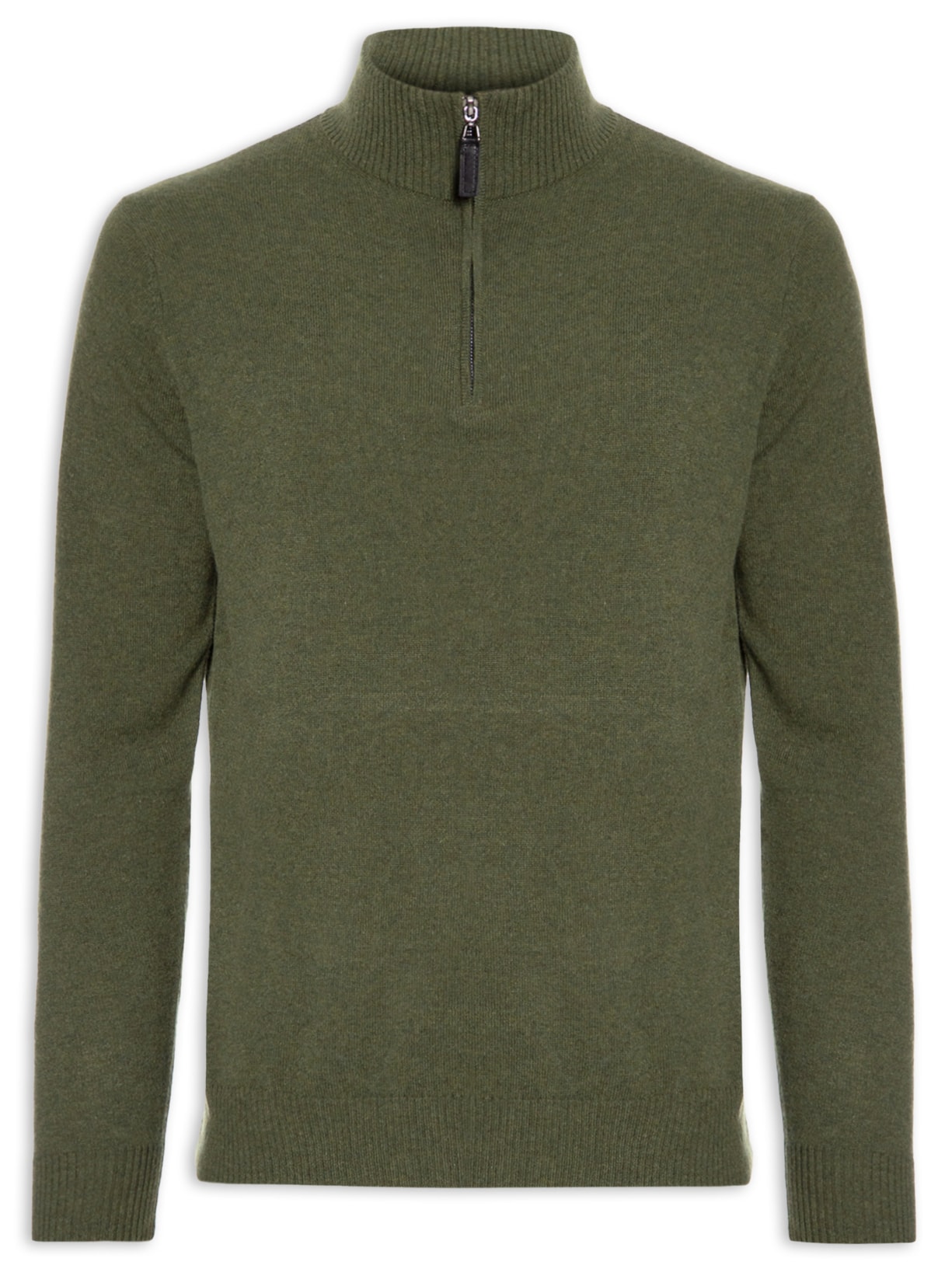 Suéter Masculino Puro Cashmere Detalhe Zíper - Verde