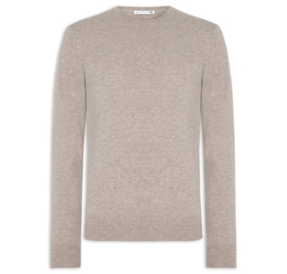 Suéter Masculino Puro Cashmere Gola Careca - Bege