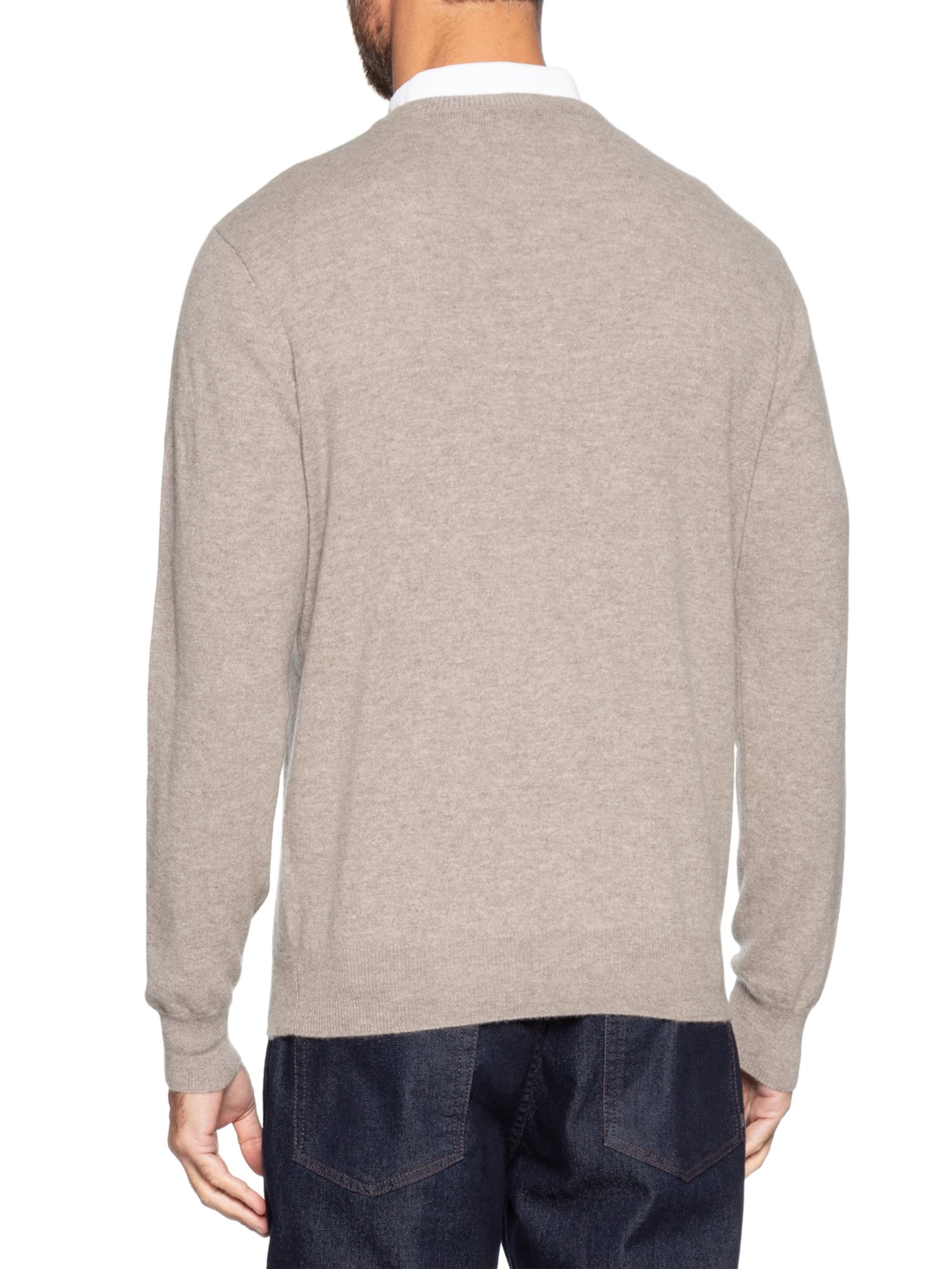 Suéter Masculino Puro Cashmere Gola Careca Bege '2 Essential