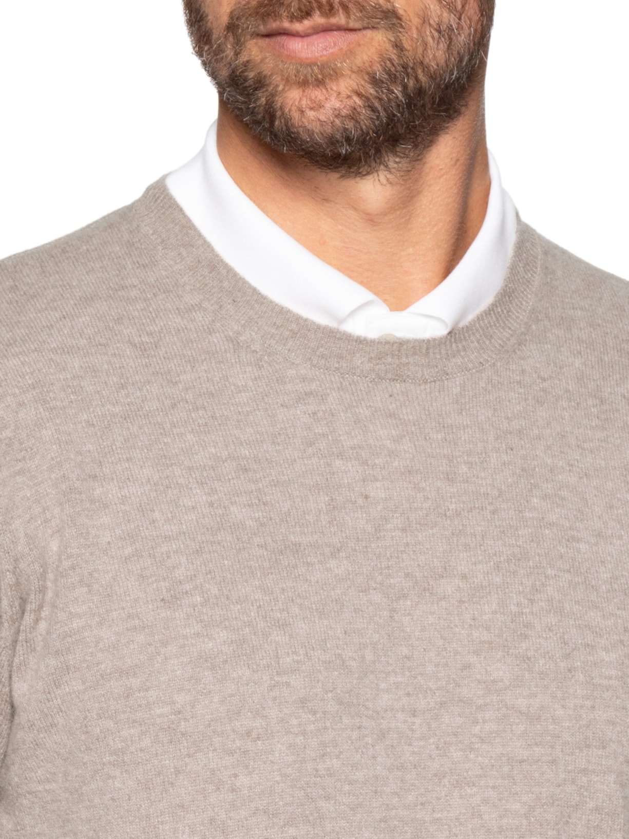 Suéter Masculino Puro Cashmere Gola Careca Bege '2 Essential