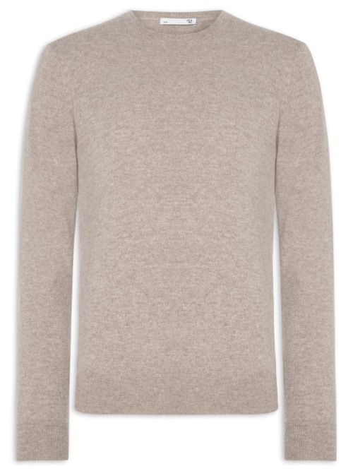 Suéter Masculino Puro Cashmere Gola Careca - Bege
