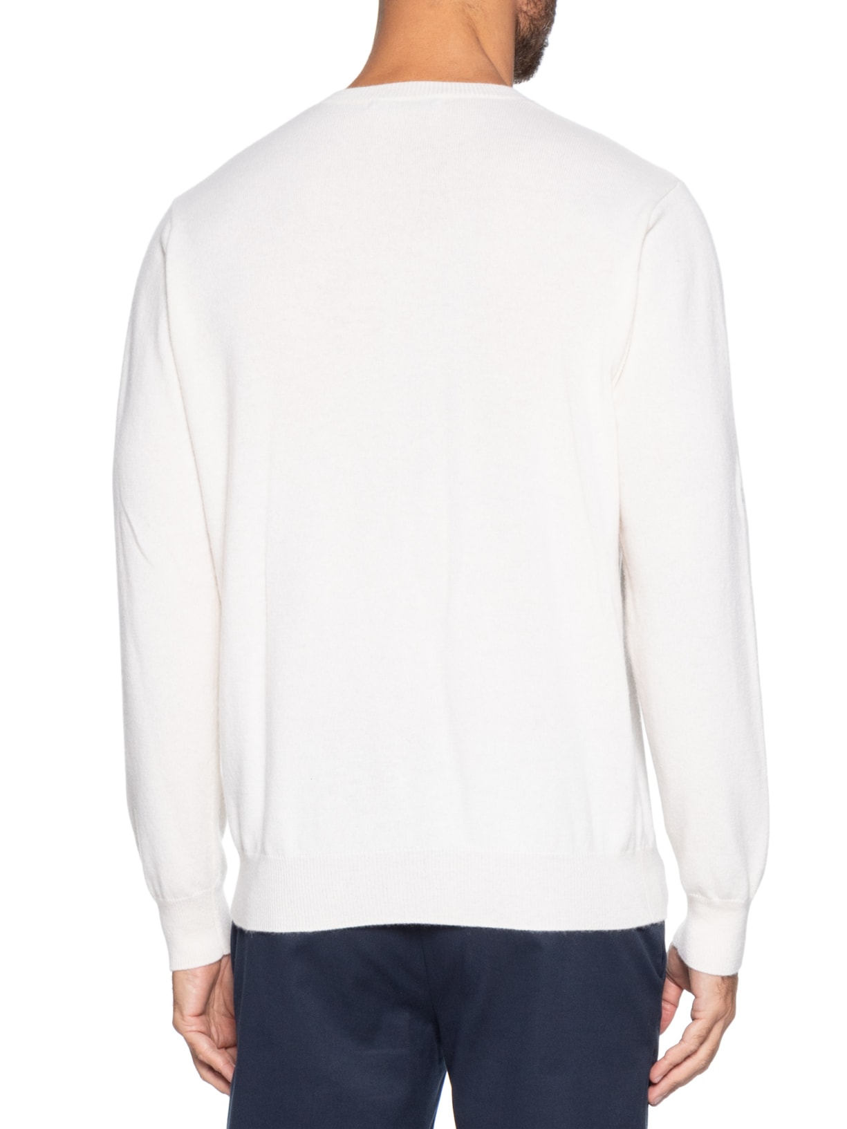 Suéter Masculino Puro Cashmere Gola Careca Branco '2 Essential