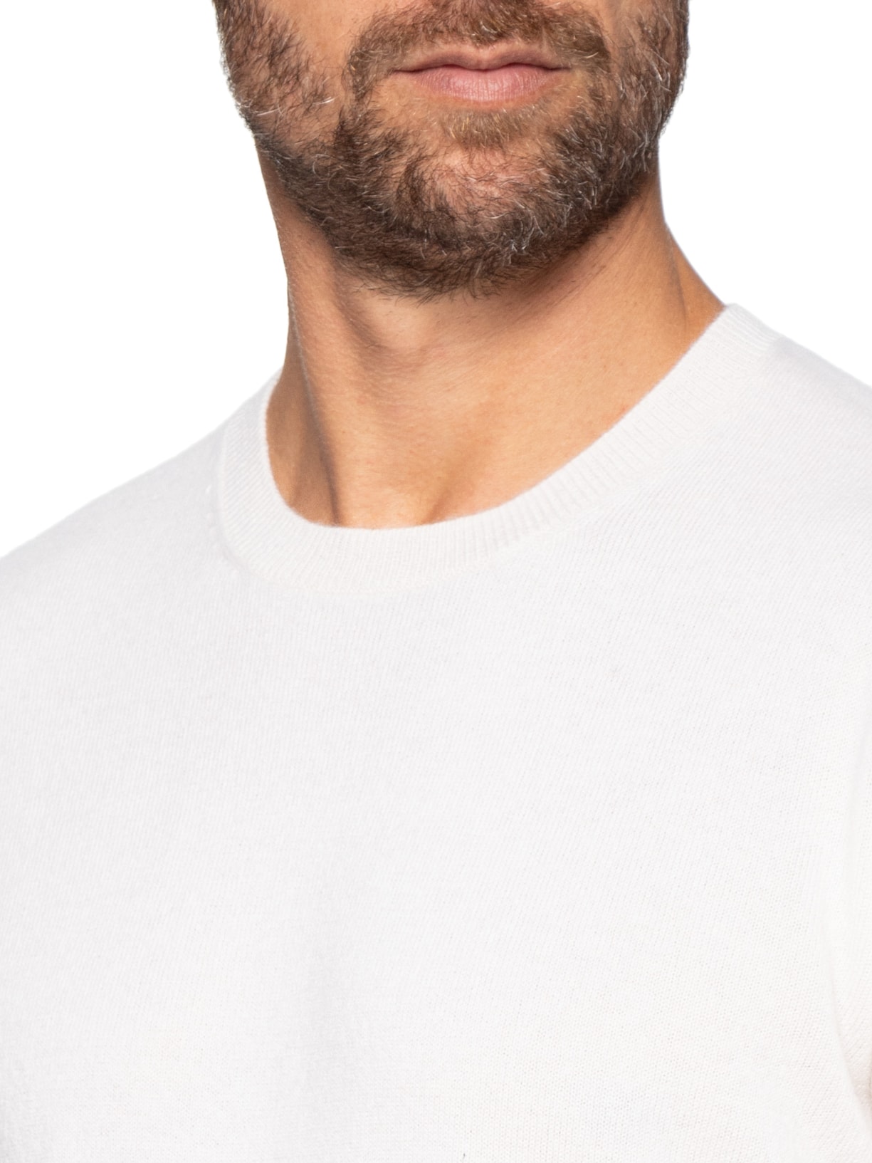 Suéter Masculino Puro Cashmere Gola Careca Branco '2 Essential