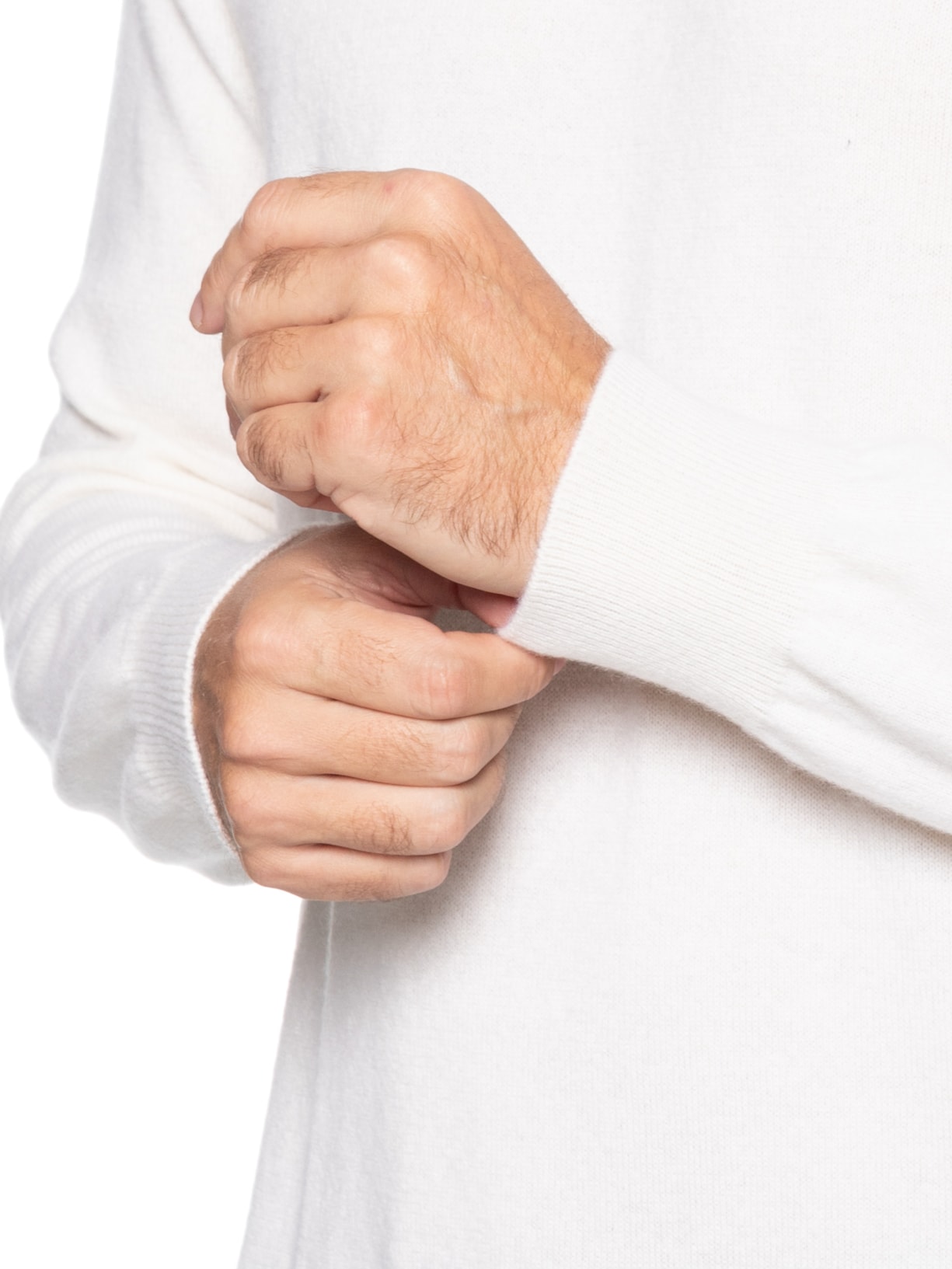 Suéter Masculino Puro Cashmere Gola Careca Branco '2 Essential