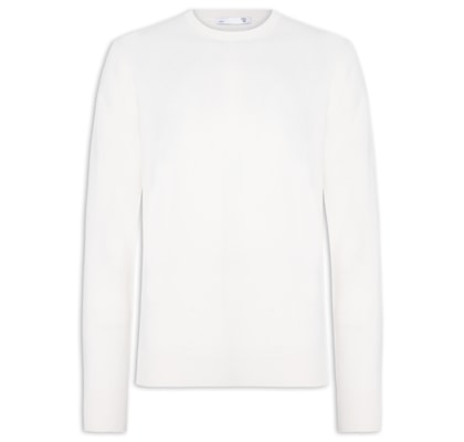 Suéter Masculino Puro Cashmere Gola Careca - Branco