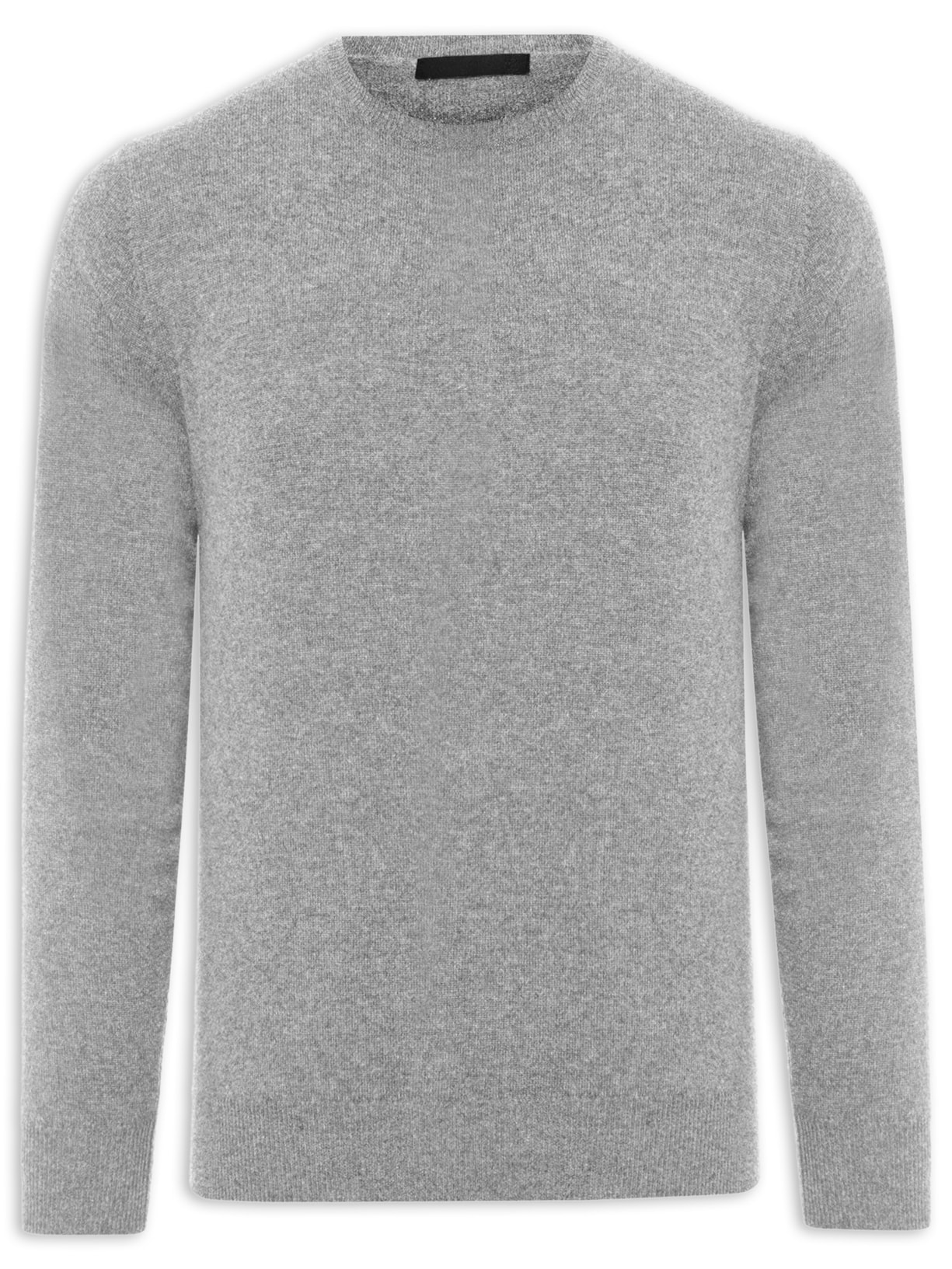 Suéter Masculino Puro Cashmere Gola Careca - Cinza