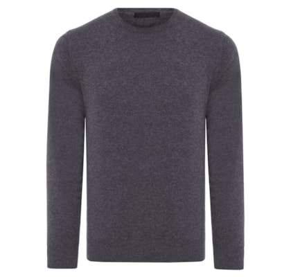 Suéter Masculino Puro Cashmere Gola Careca - Cinza