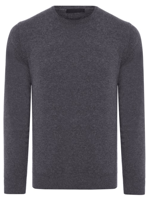 Suéter Masculino Puro Cashmere Gola Careca - Cinza