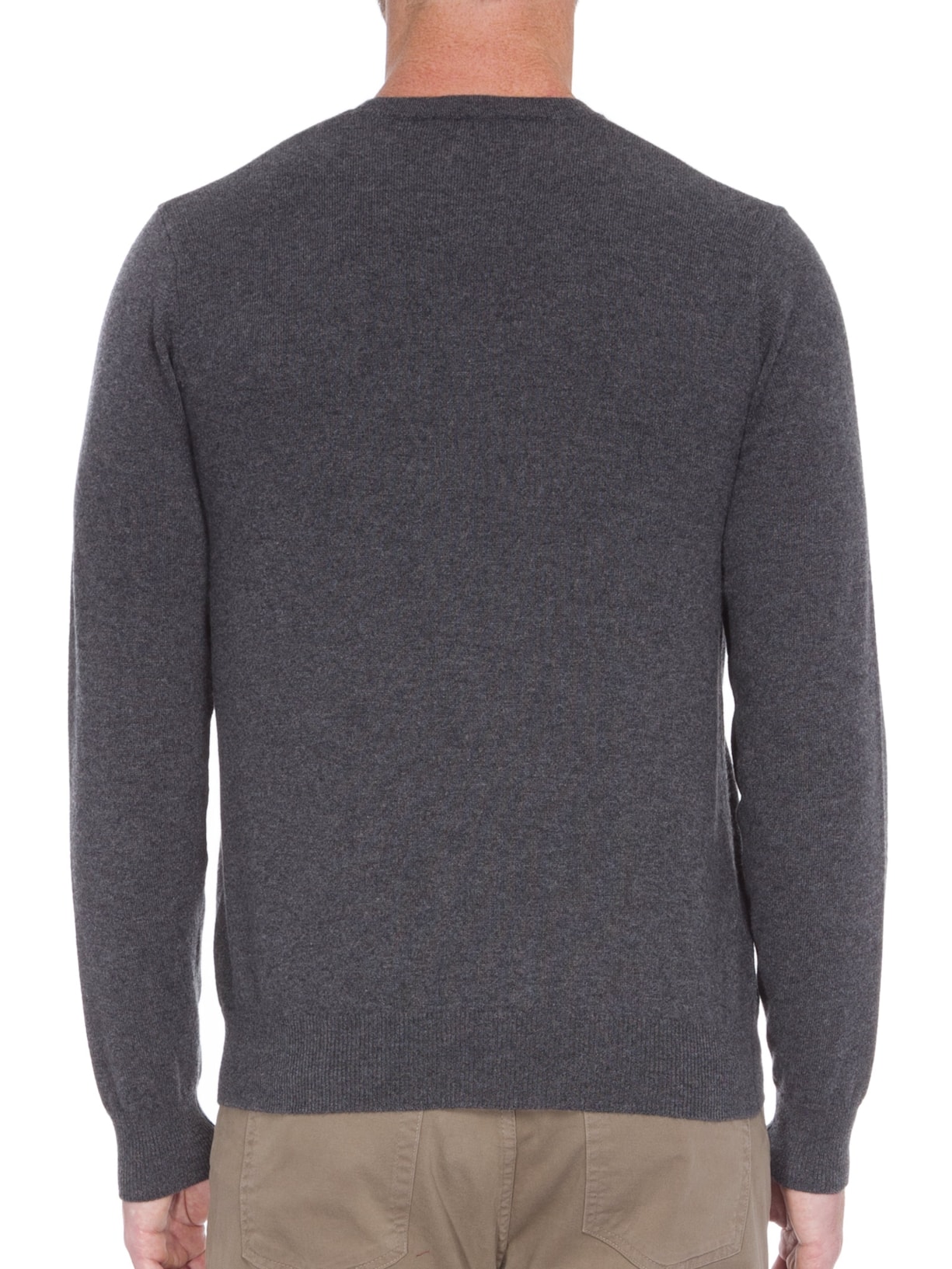 Suéter Masculino Puro Cashmere Gola Careca Cinza '2 Essential