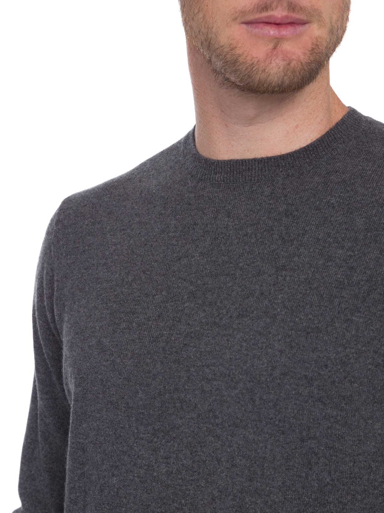 Suéter Masculino Puro Cashmere Gola Careca Cinza '2 Essential