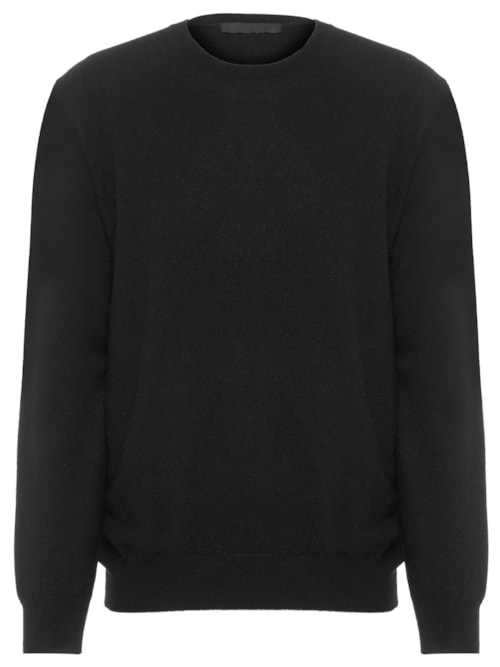 Suéter Masculino Puro Cashmere Gola Careca - Preto