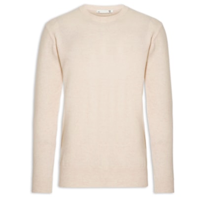 Suéter Masculino Puro Cashmere Gola Redonda - Bege