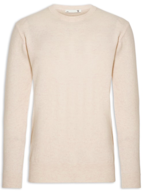 Suéter Masculino Puro Cashmere Gola Redonda - Bege