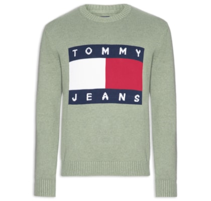 Suéter Masculino Regular Fit Mesclado Com Logo - Cinza