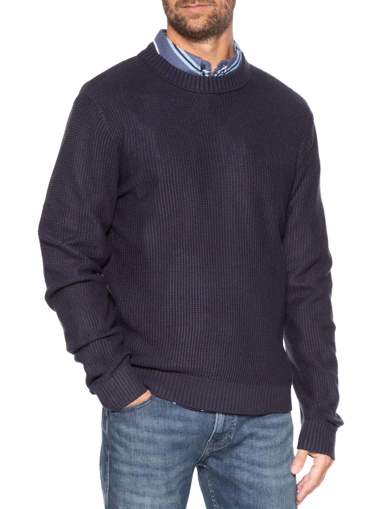 Suéter Masculino Roy Gola Careca Tricot Azul Jack & Jones