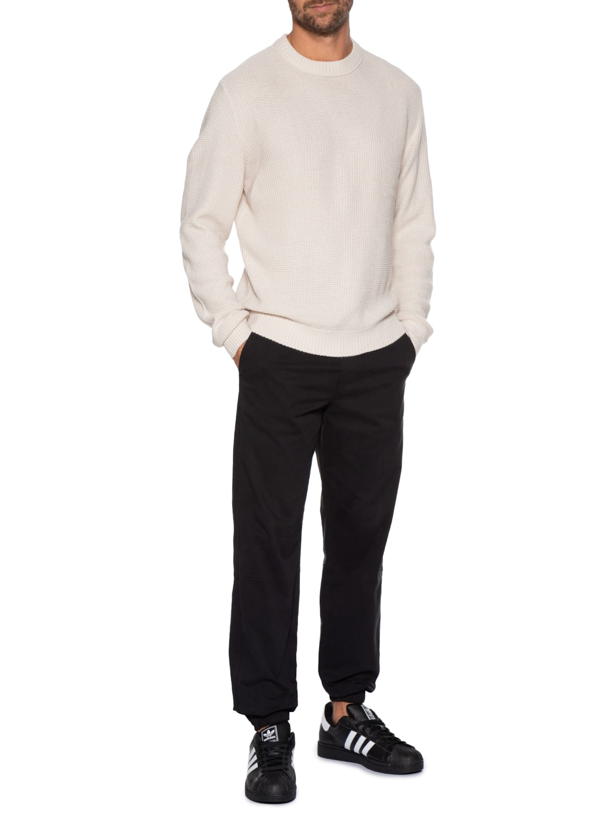 Suéter Masculino Roy Gola Careca Tricot Bege Jack & Jones