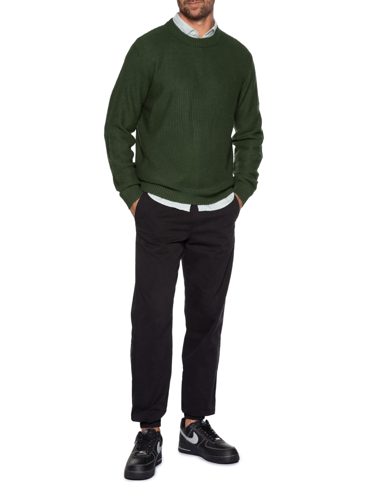 Suéter Masculino Roy Gola Careca Tricot Verde Jack & Jones