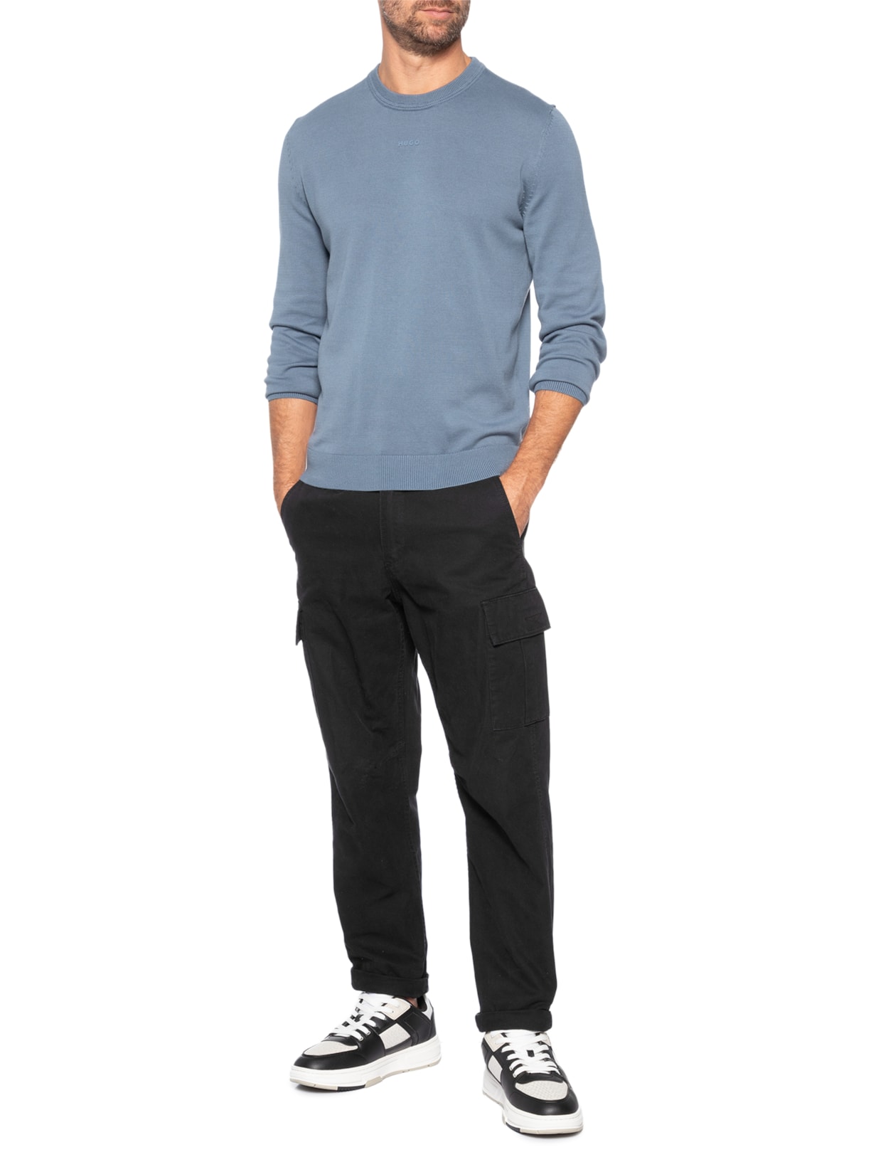 Suéter Masculino Slim-Fit Crew Neck San Cassius-C2 Azul Hugo
