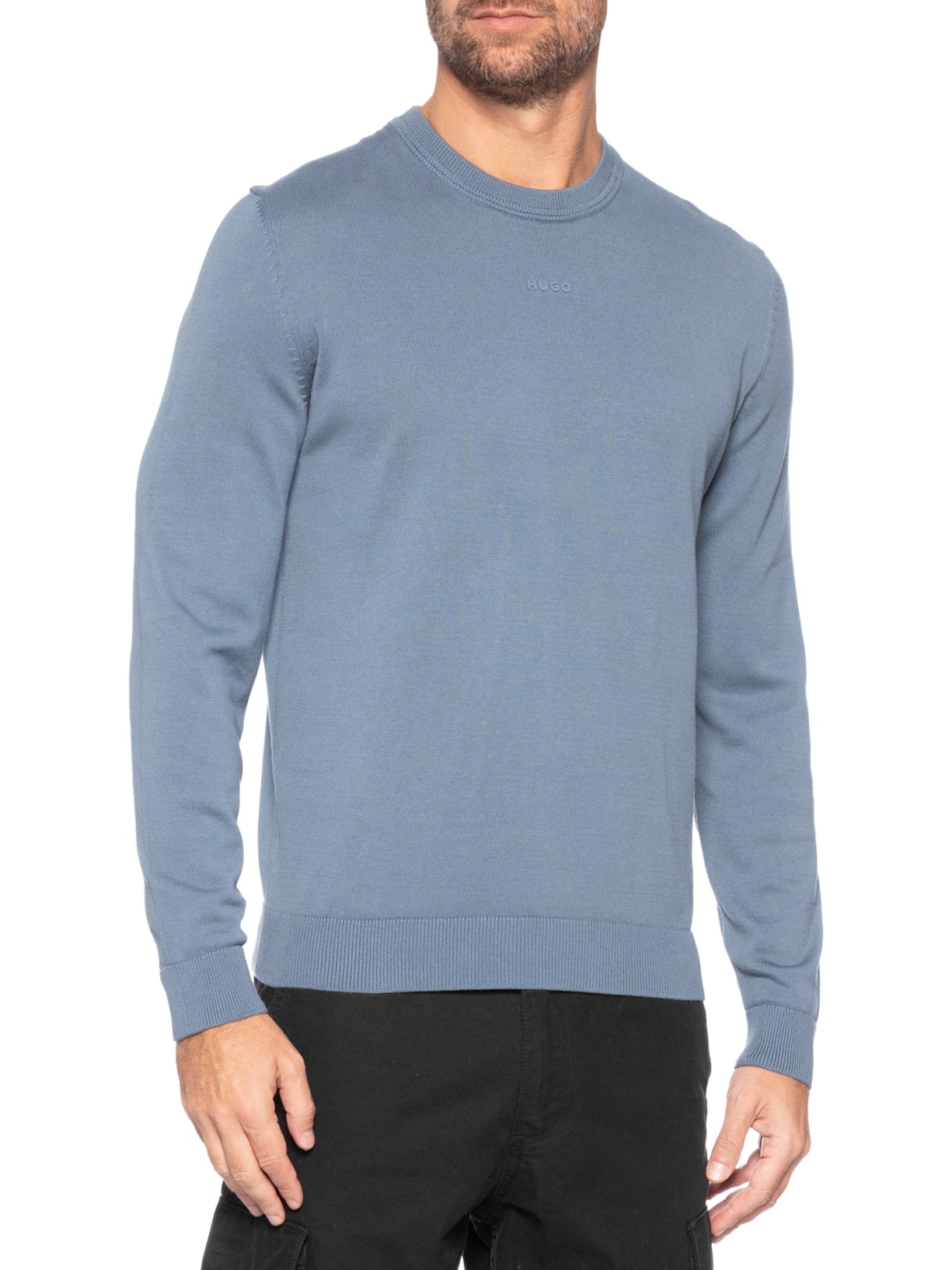 Suéter Masculino Slim-Fit Crew Neck San Cassius-C2 Azul Hugo