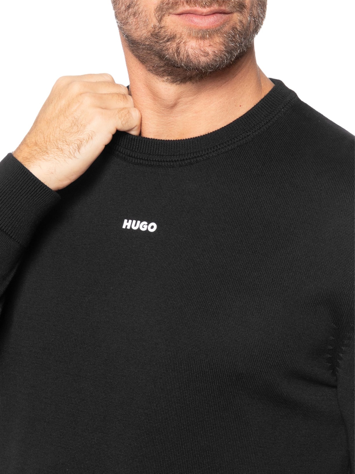 Suéter Masculino Slim-Fit Crew Neck San Cassius-C2 Preto Hugo