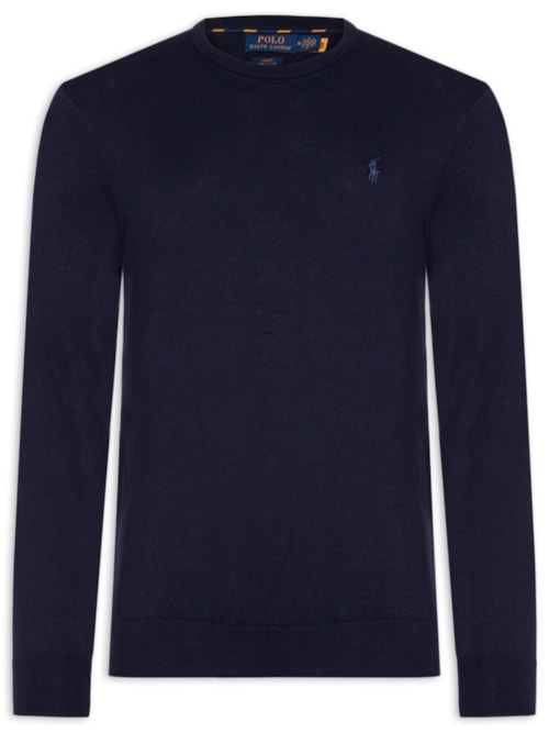 Suéter Masculino Slim Fit Crewneck Pima Cotton - Azul