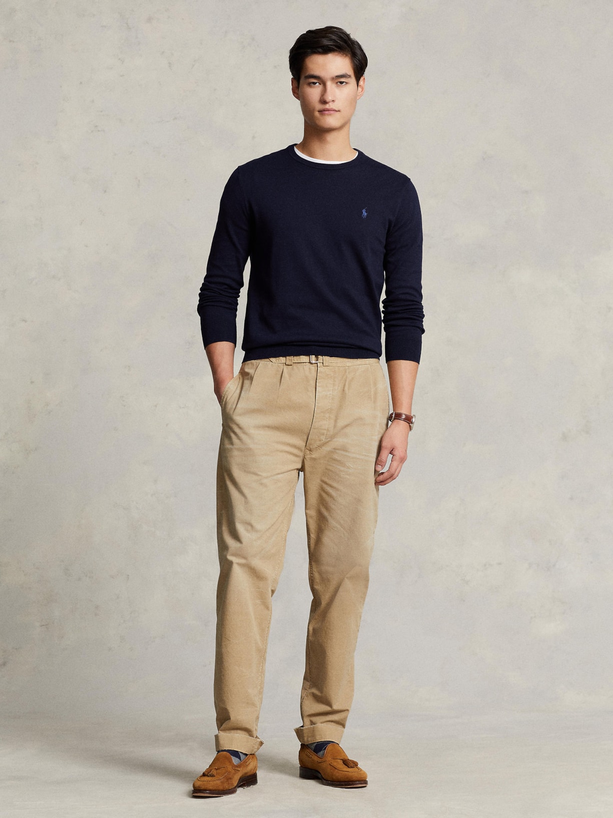 Suéter Masculino Slim Fit Crewneck Pima Cotton Azul Polo Ralph Lauren