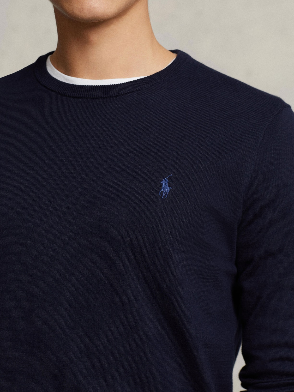 Suéter Masculino Slim Fit Crewneck Pima Cotton Azul Polo Ralph Lauren