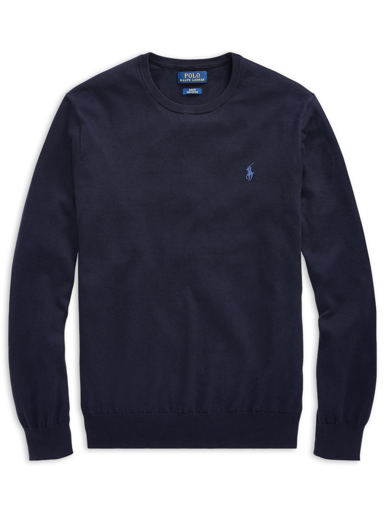 Suéter Masculino Slim Fit Crewneck Pima Cotton Azul Polo Ralph Lauren