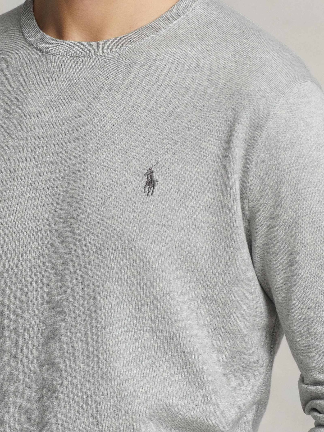 Suéter Masculino Slim Fit Crewneck Pima Cotton Cinza Polo Ralph Lauren