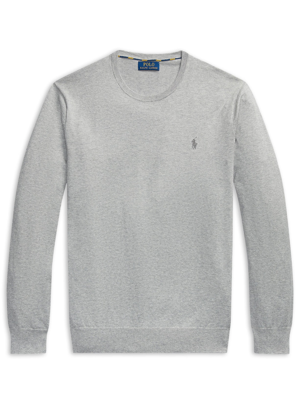Suéter Masculino Slim Fit Crewneck Pima Cotton Cinza Polo Ralph Lauren