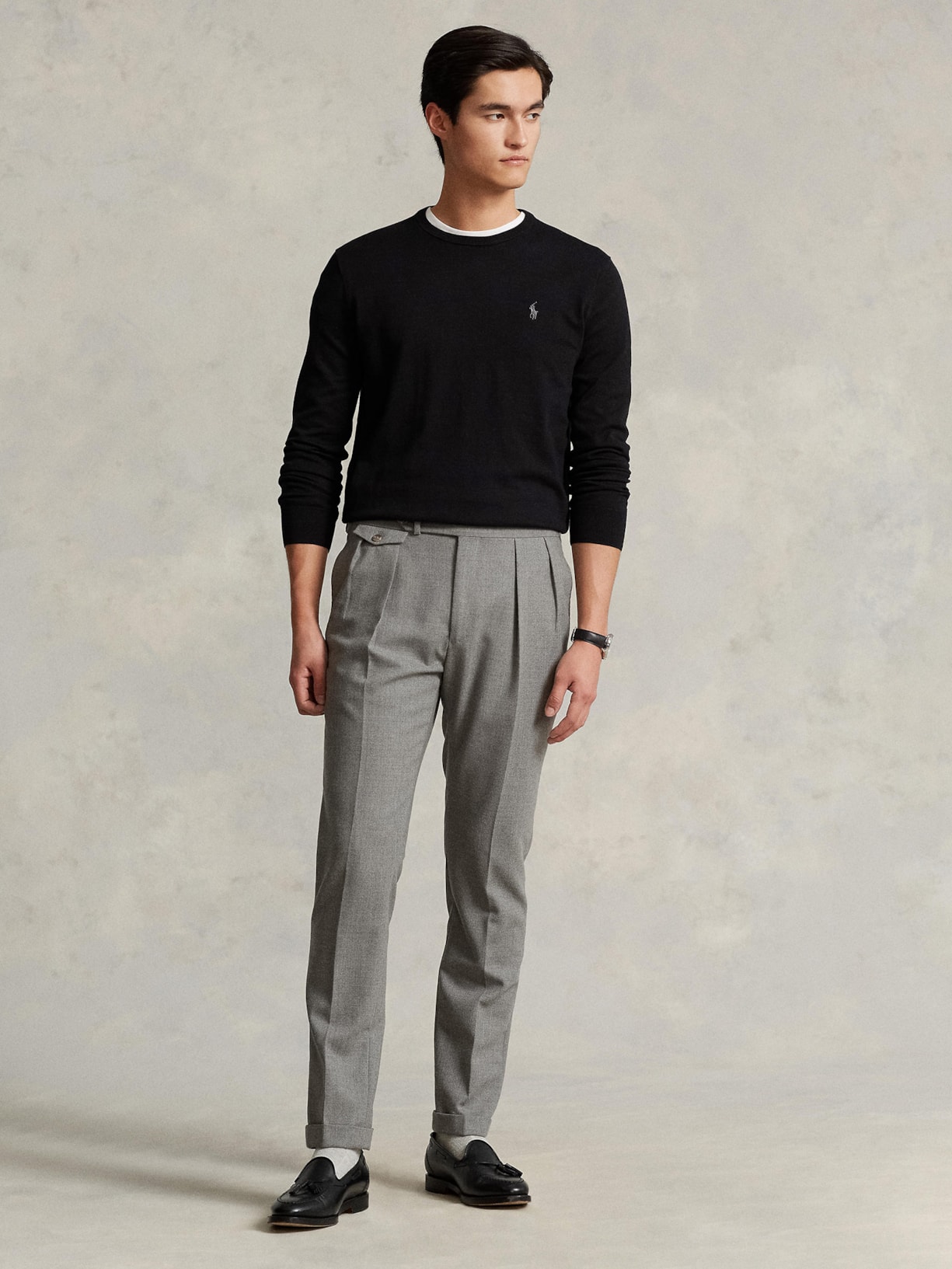 Suéter Masculino Slim Fit Crewneck Pima Cotton Preto Polo Ralph Lauren